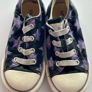 Converse Toddler Black and Purple Starry Sneakers